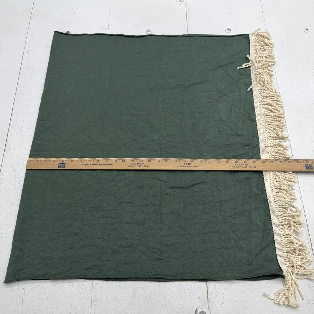 DINO Throw Blanket 60x32 Green Fleece Soft Fringe Tassel Modern Made In LA USA